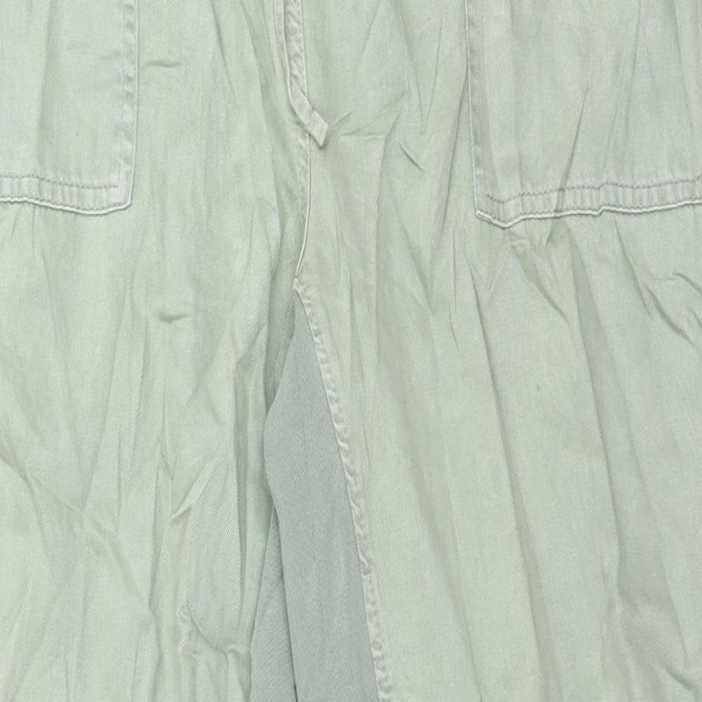 Marks and Spencer Womens Gold Cotton Trousers Size 18 L31 in Regular Drawstring