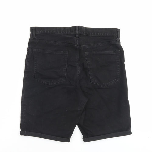 H&M Mens Black Cotton Bermuda Shorts Size 33 in L9 in Regular Button