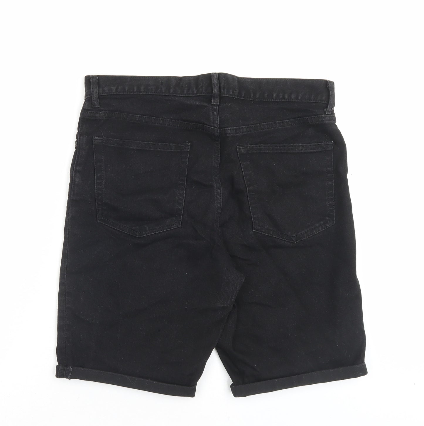 H&M Mens Black Cotton Bermuda Shorts Size 33 in L9 in Regular Button