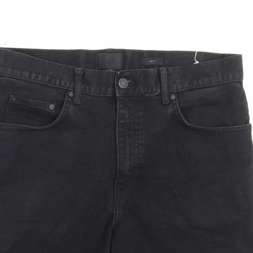H&M Mens Black Cotton Bermuda Shorts Size 33 in L9 in Regular Button