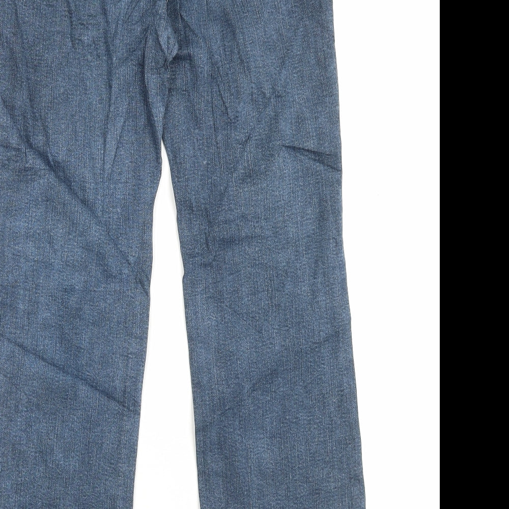 Per Una Womens Blue Cotton Straight Jeans Size 12 L28 in Regular Button