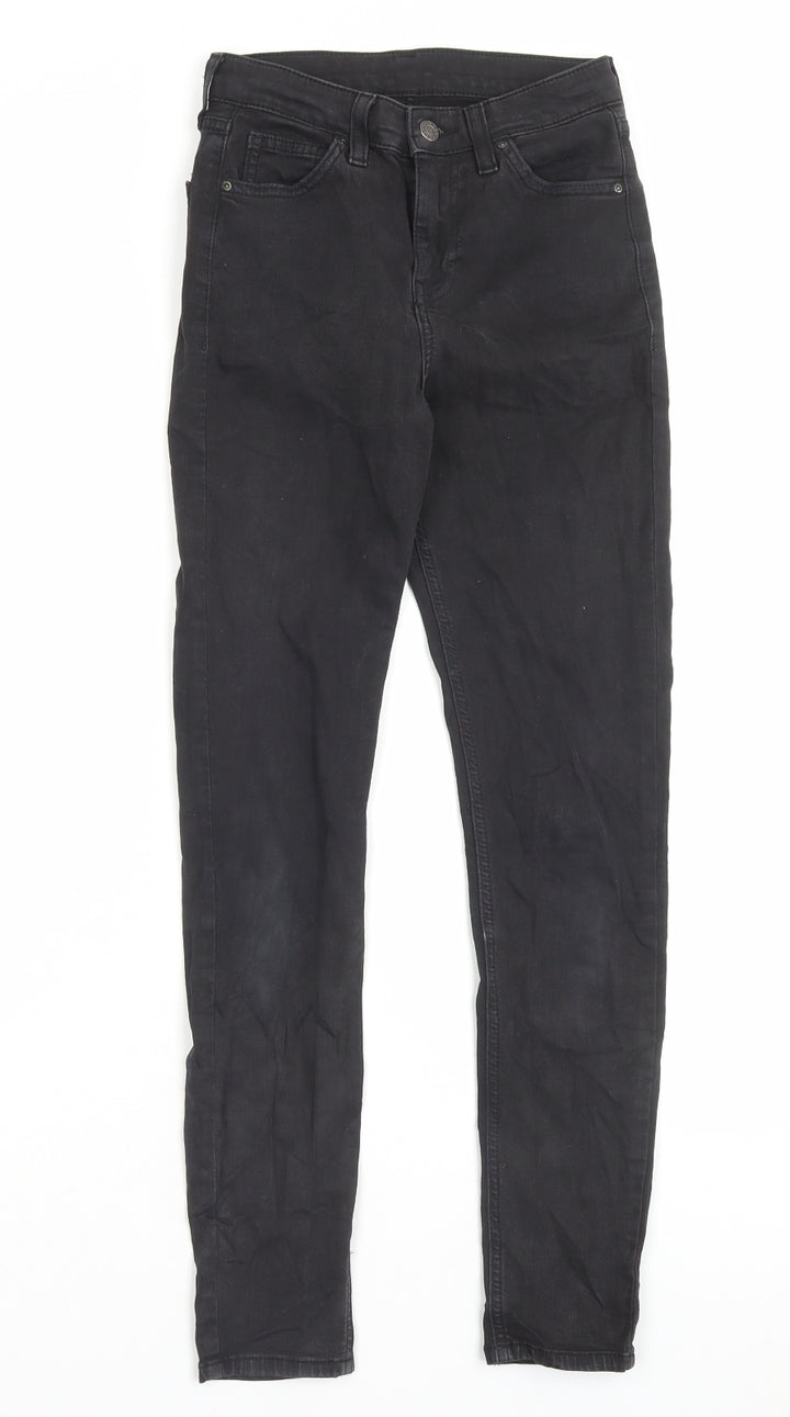 Topshop Womens Black Cotton Skinny Jeans Size 26 in L32 in Regular Button