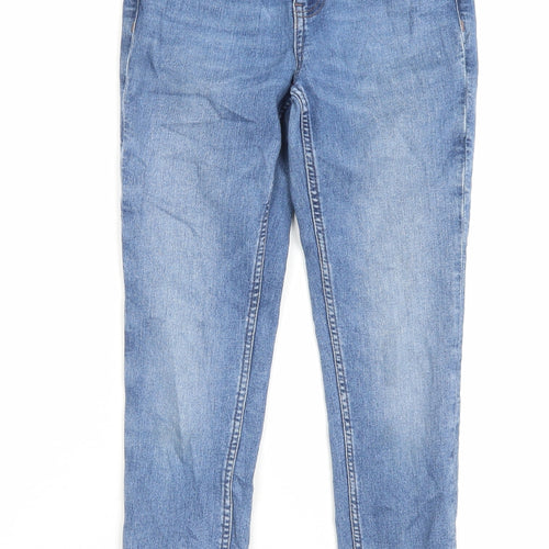 Marks and Spencer Womens Blue Cotton Skinny Jeans Size 8 L26 in Regular Button
