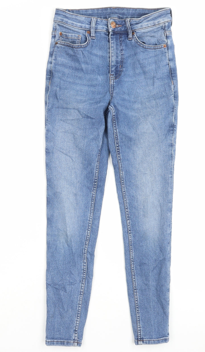 Marks and Spencer Womens Blue Cotton Skinny Jeans Size 8 L26 in Regular Button