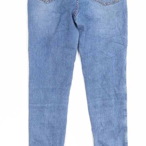 Marks and Spencer Womens Blue Cotton Skinny Jeans Size 8 L26 in Regular Button
