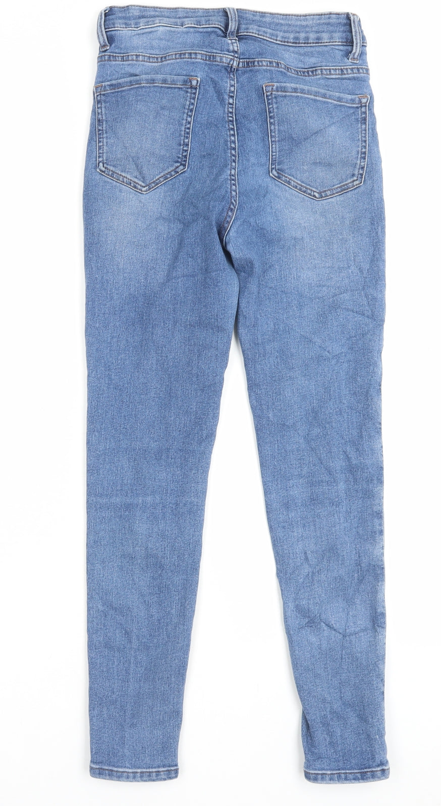 Marks and Spencer Womens Blue Cotton Skinny Jeans Size 8 L26 in Regular Button