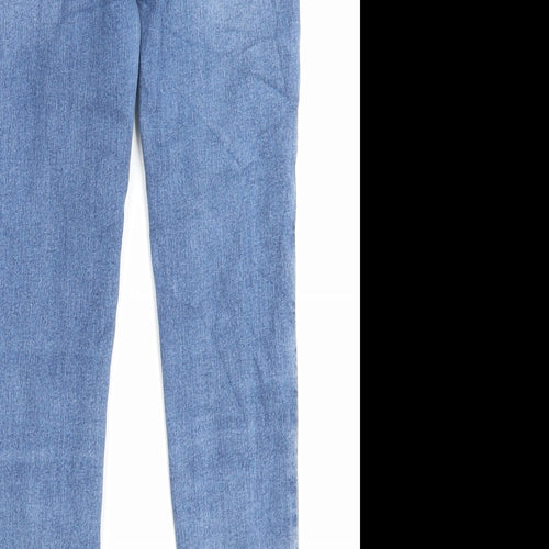 Marks and Spencer Womens Blue Cotton Skinny Jeans Size 8 L26 in Regular Button