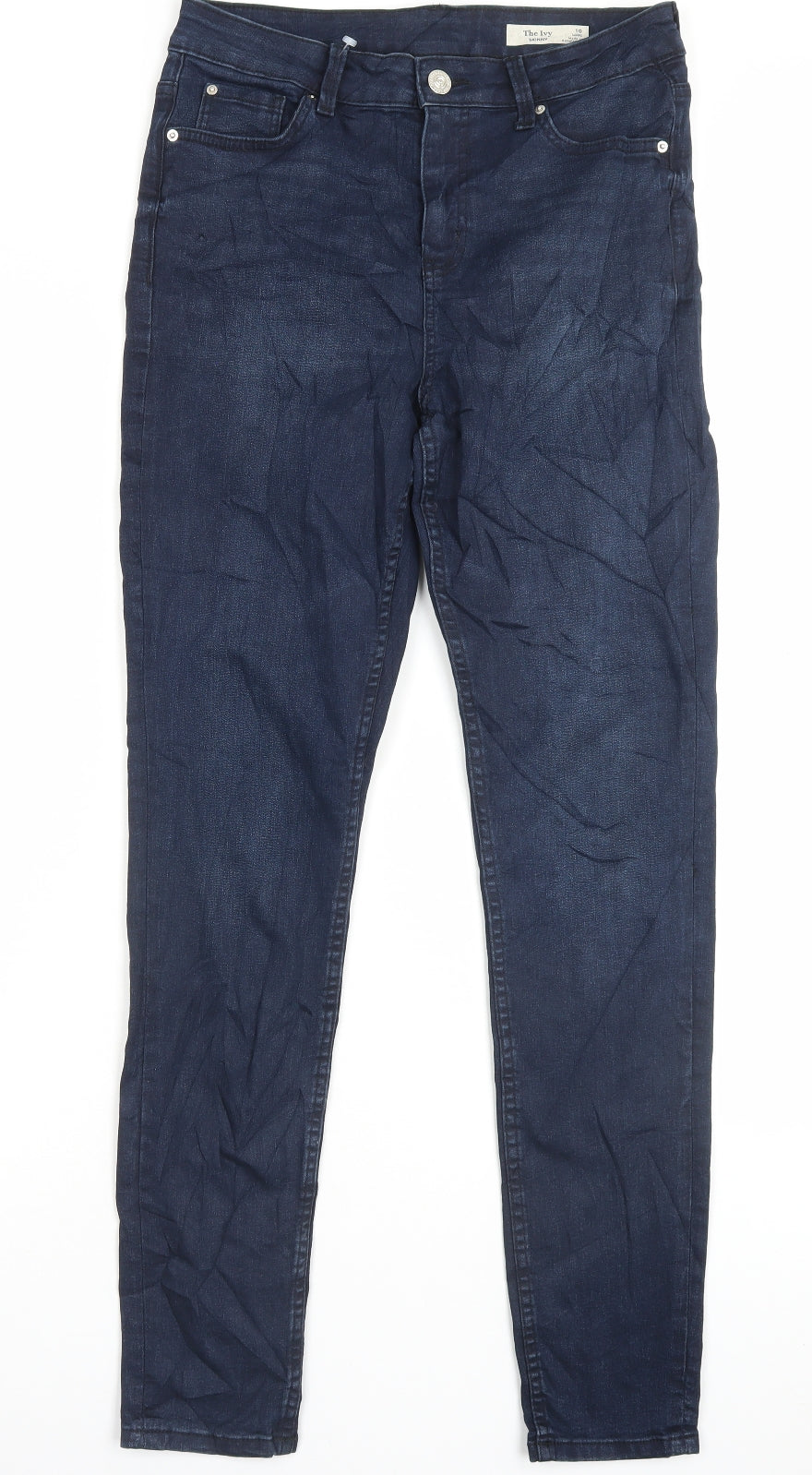 Marks and Spencer Womens Blue Cotton Skinny Jeans Size 10 L31 in Regular Button
