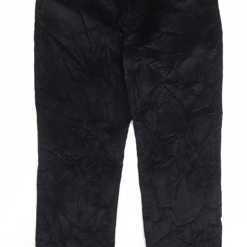 Cotton Traders Mens Black Cotton Trousers Size 36 in L30 in Regular Button