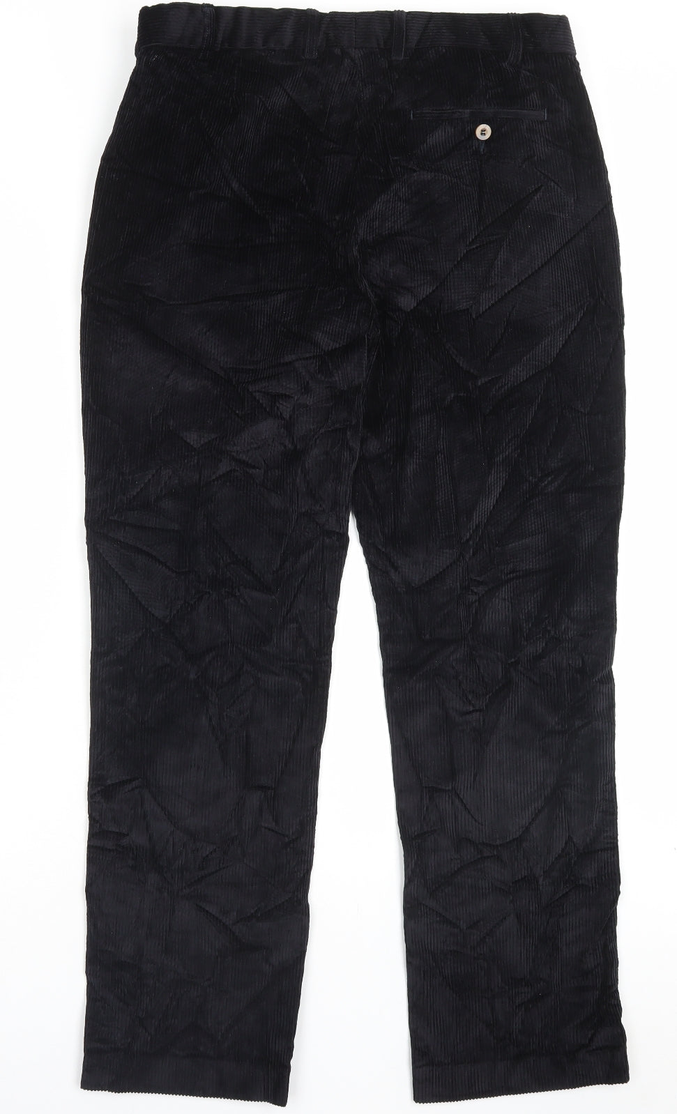 Cotton Traders Mens Black Cotton Trousers Size 36 in L30 in Regular Button