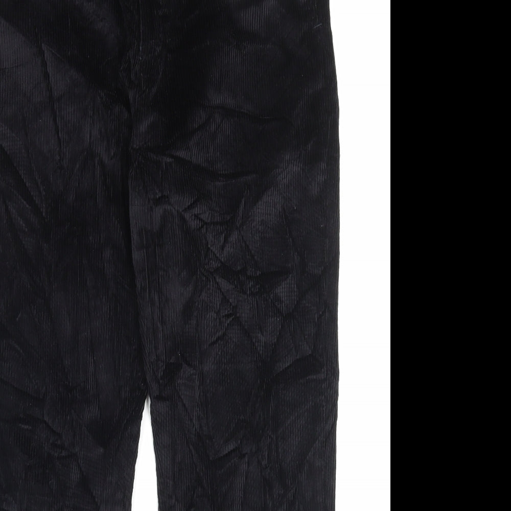 Cotton Traders Mens Black Cotton Trousers Size 36 in L30 in Regular Button
