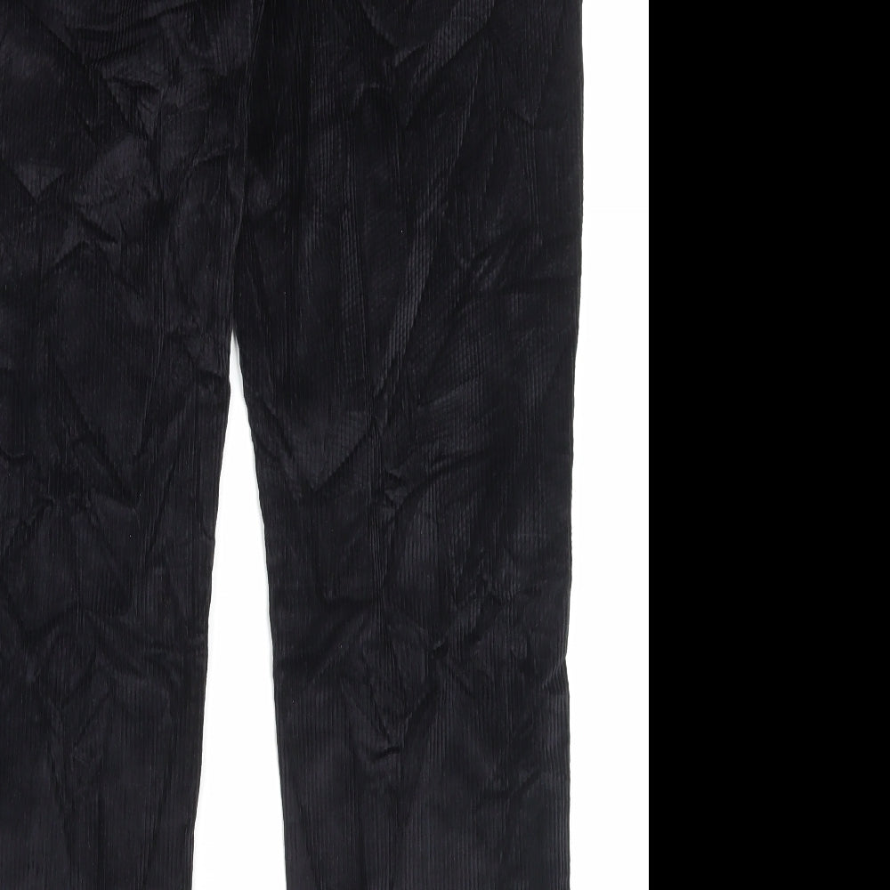 Cotton Traders Mens Black Cotton Trousers Size 36 in L30 in Regular Button