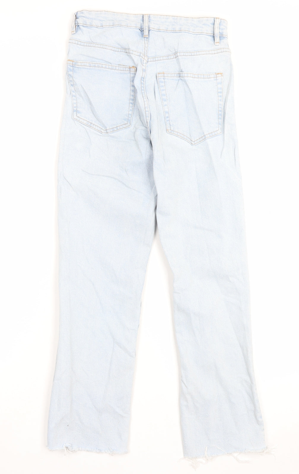 H&M Womens Blue Cotton Straight Jeans Size 10 L28 in Regular Button