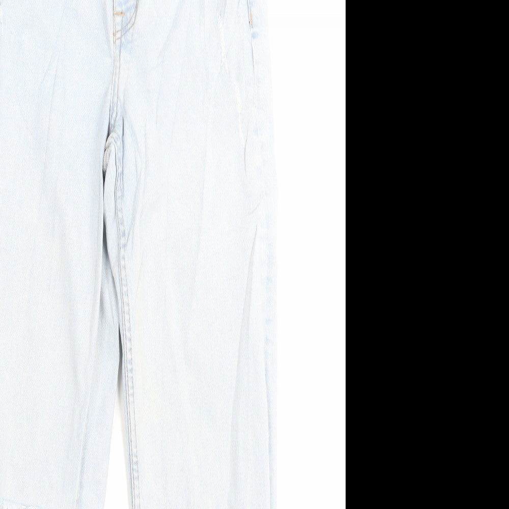 H&M Womens Blue Cotton Straight Jeans Size 10 L28 in Regular Button