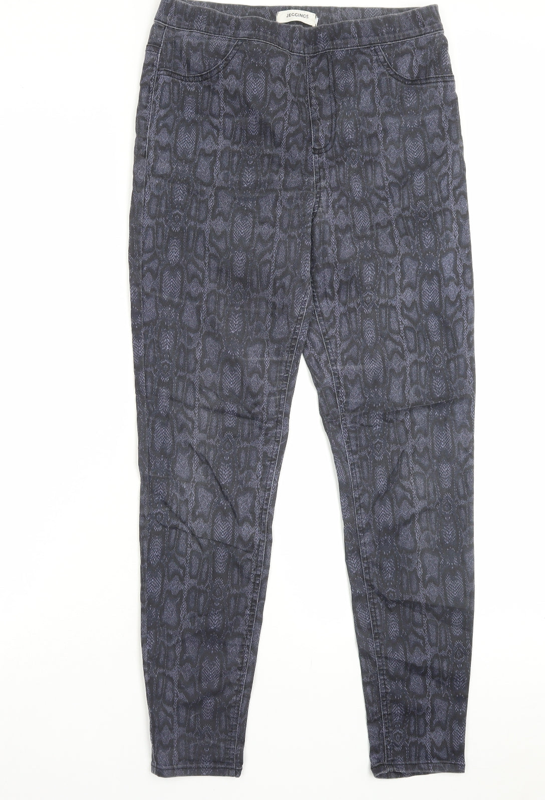Marks and Spencer Womens Purple Animal Print Cotton Jegging Trousers Size 14 L29 in Regular