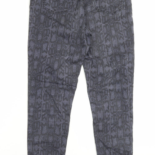 Marks and Spencer Womens Purple Animal Print Cotton Jegging Trousers Size 14 L29 in Regular