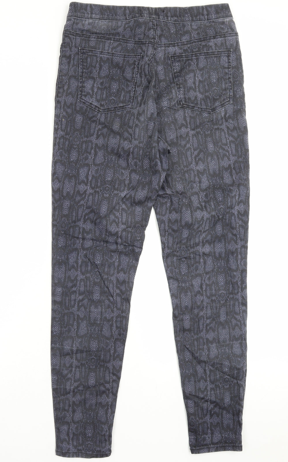 Marks and Spencer Womens Purple Animal Print Cotton Jegging Trousers Size 14 L29 in Regular