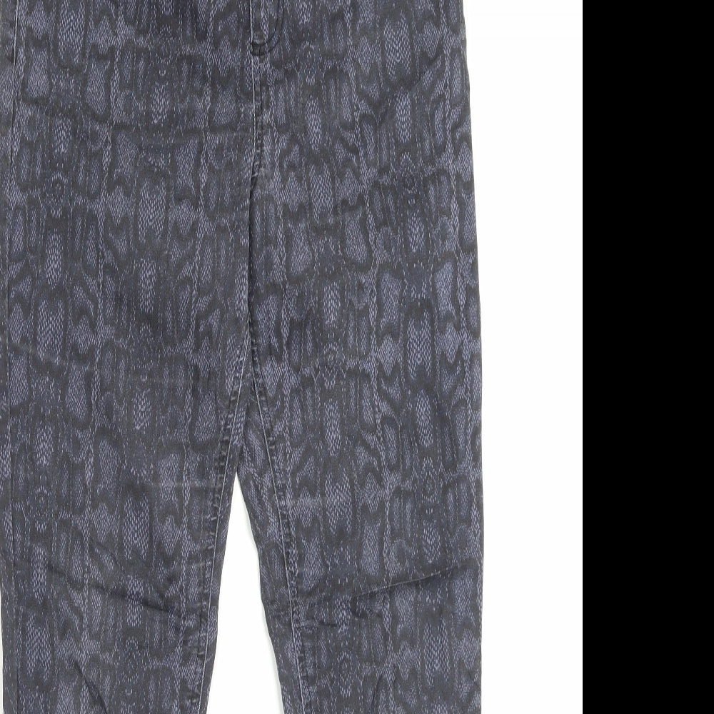 Marks and Spencer Womens Purple Animal Print Cotton Jegging Trousers Size 14 L29 in Regular
