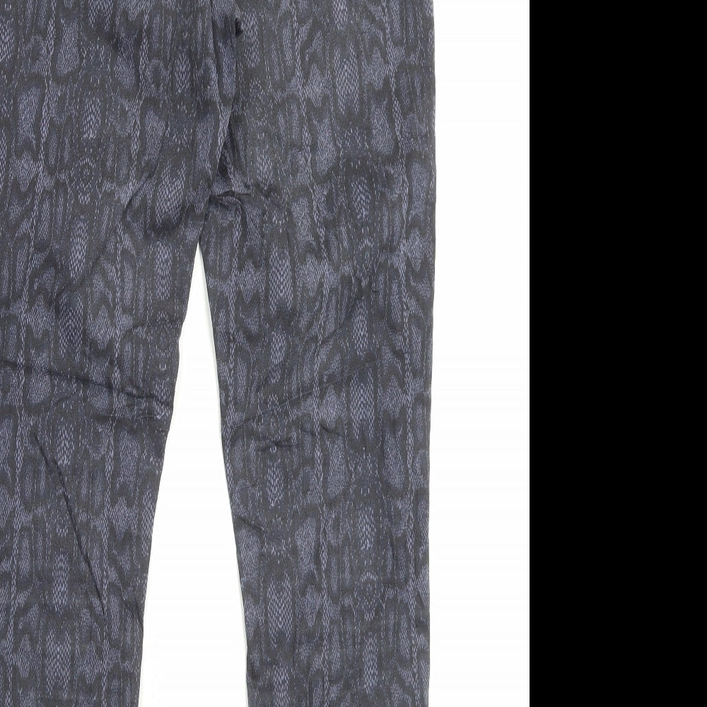 Marks and Spencer Womens Purple Animal Print Cotton Jegging Trousers Size 14 L29 in Regular