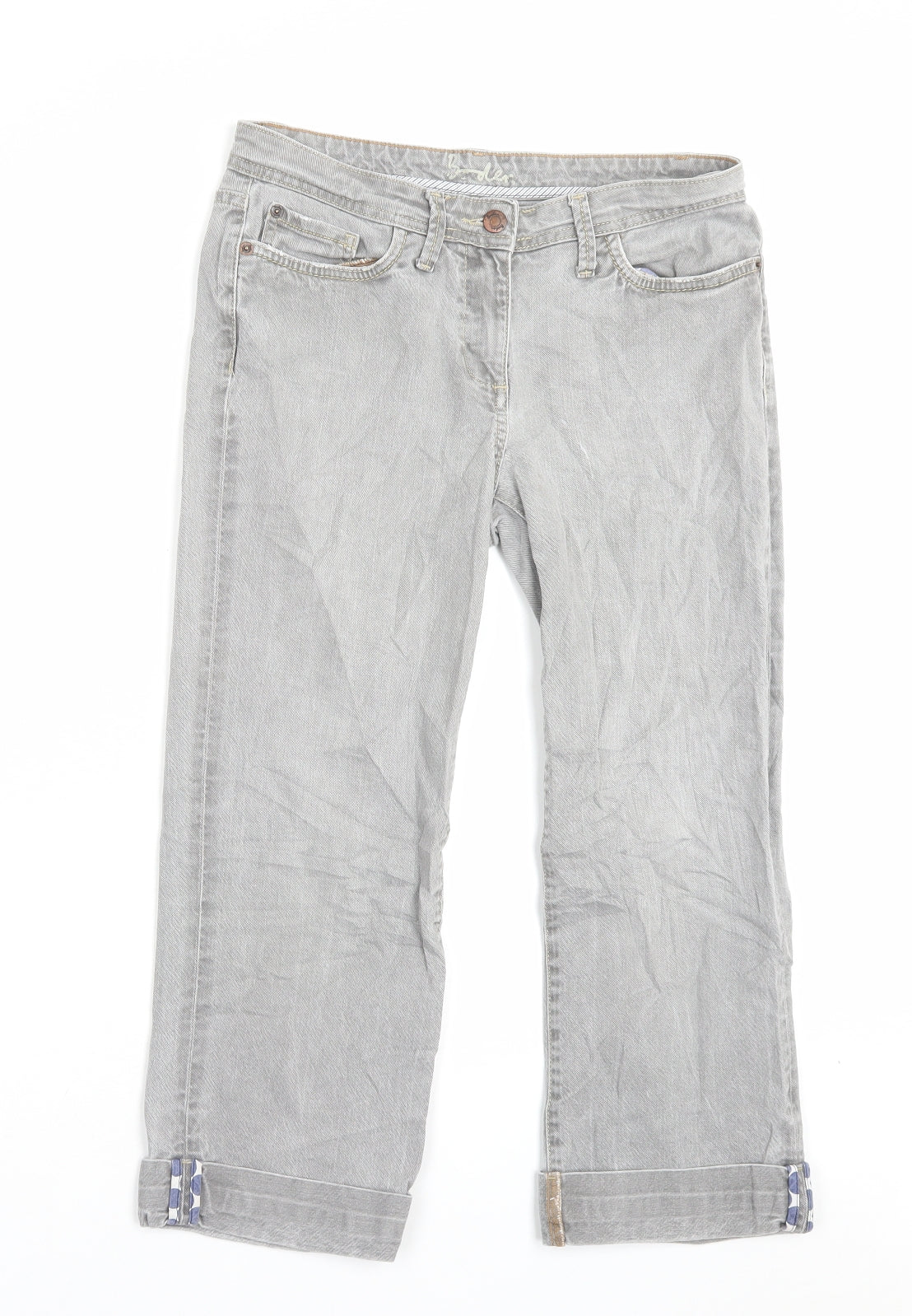 Boden Womens Grey Cotton Cropped Jeans Size 10 L22 in Regular Button