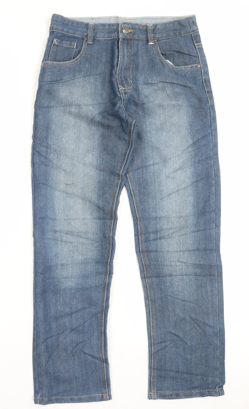 George Boys Blue Cotton Straight Jeans Size 10-11 Years Regular Button