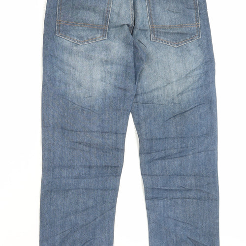 George Boys Blue Cotton Straight Jeans Size 10-11 Years Regular Button