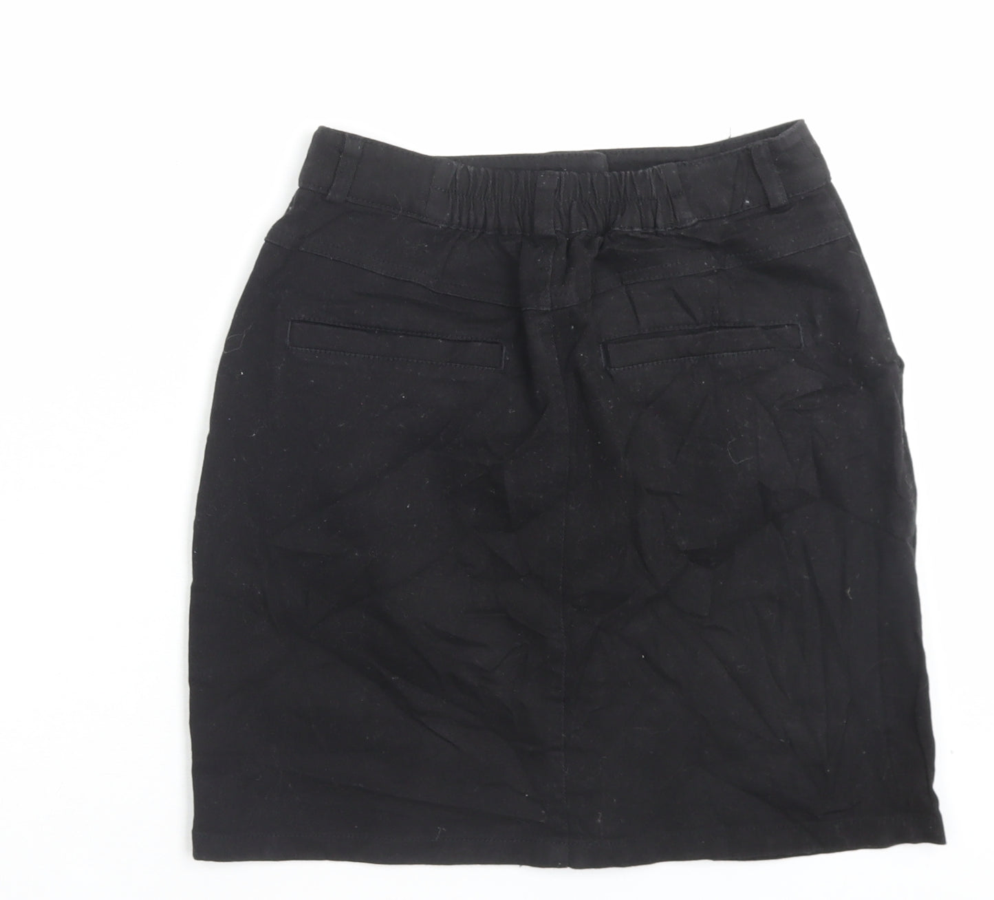 Ingni Womens Black Cotton A-Line Skirt Size M Button
