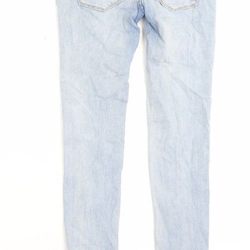 Pull&Bear Womens Blue Cotton Skinny Jeans Size 6 L29 in Regular Button