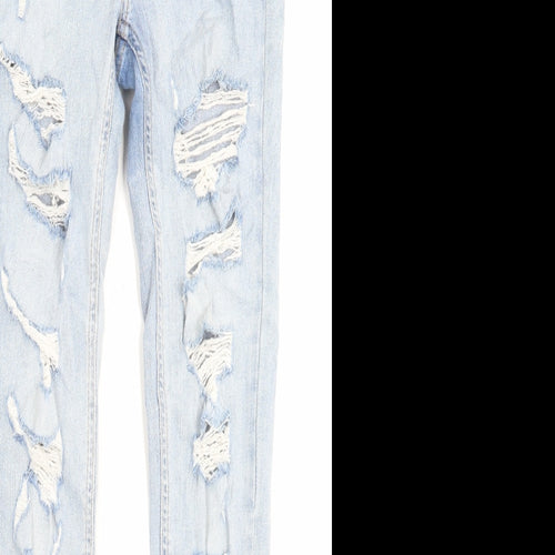 Pull&Bear Womens Blue Cotton Skinny Jeans Size 6 L29 in Regular Button