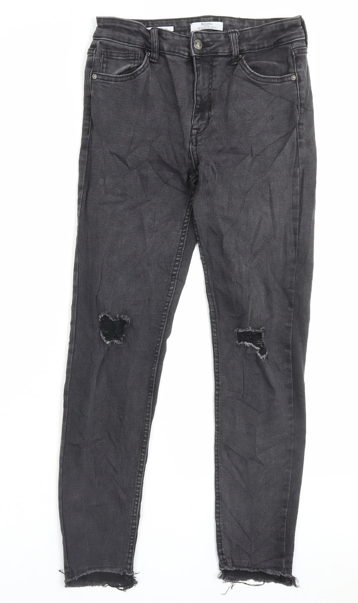 Bershka Womens Black Cotton Skinny Jeans Size 10 L27 in Regular Button