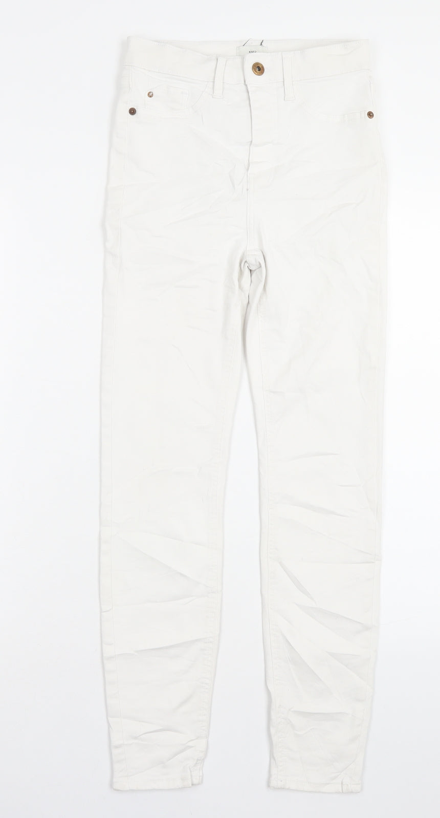 River Island Womens White Cotton Skinny Jeans Size 8 L26 in Regular Button