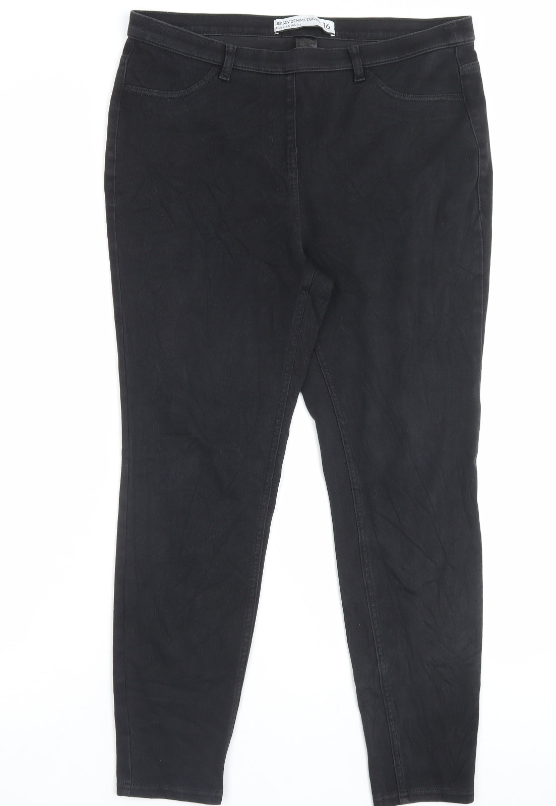 NEXT Womens Black Cotton Jegging Trousers Size 16 L27 in Regular