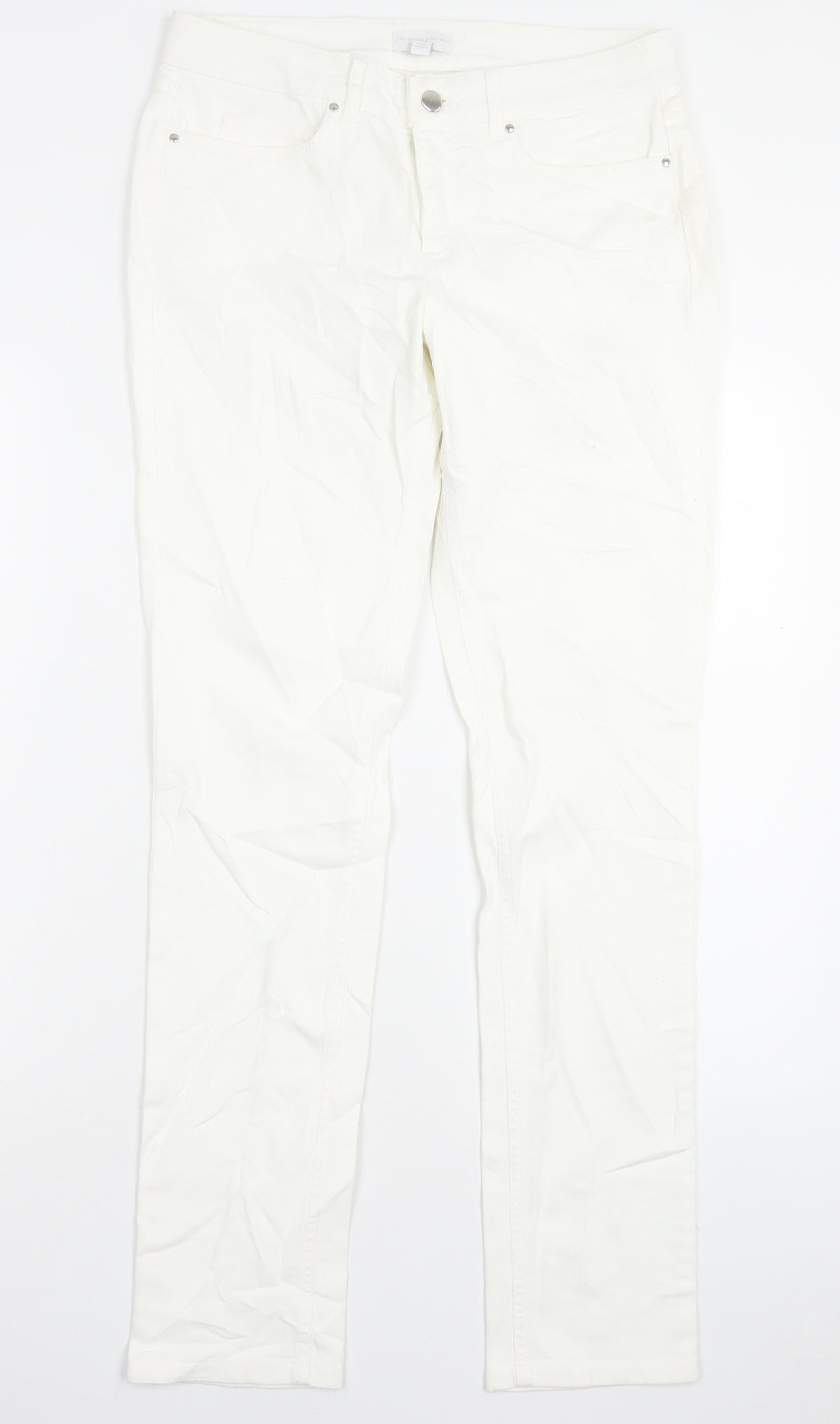 The White Company Womens White Cotton Straight Jeans Size 12 L31 in Regular Button