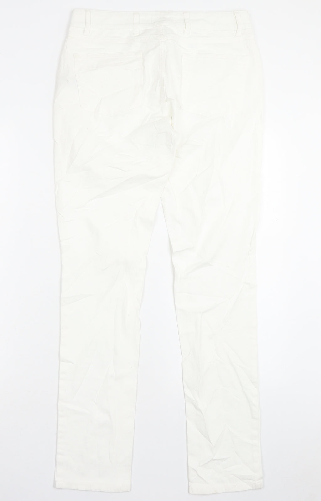 The White Company Womens White Cotton Straight Jeans Size 12 L31 in Regular Button