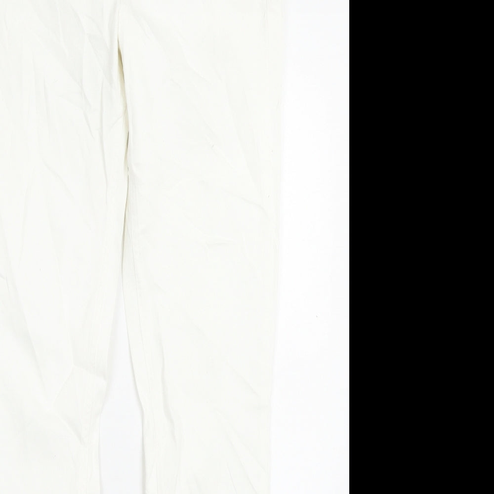 The White Company Womens White Cotton Straight Jeans Size 12 L31 in Regular Button
