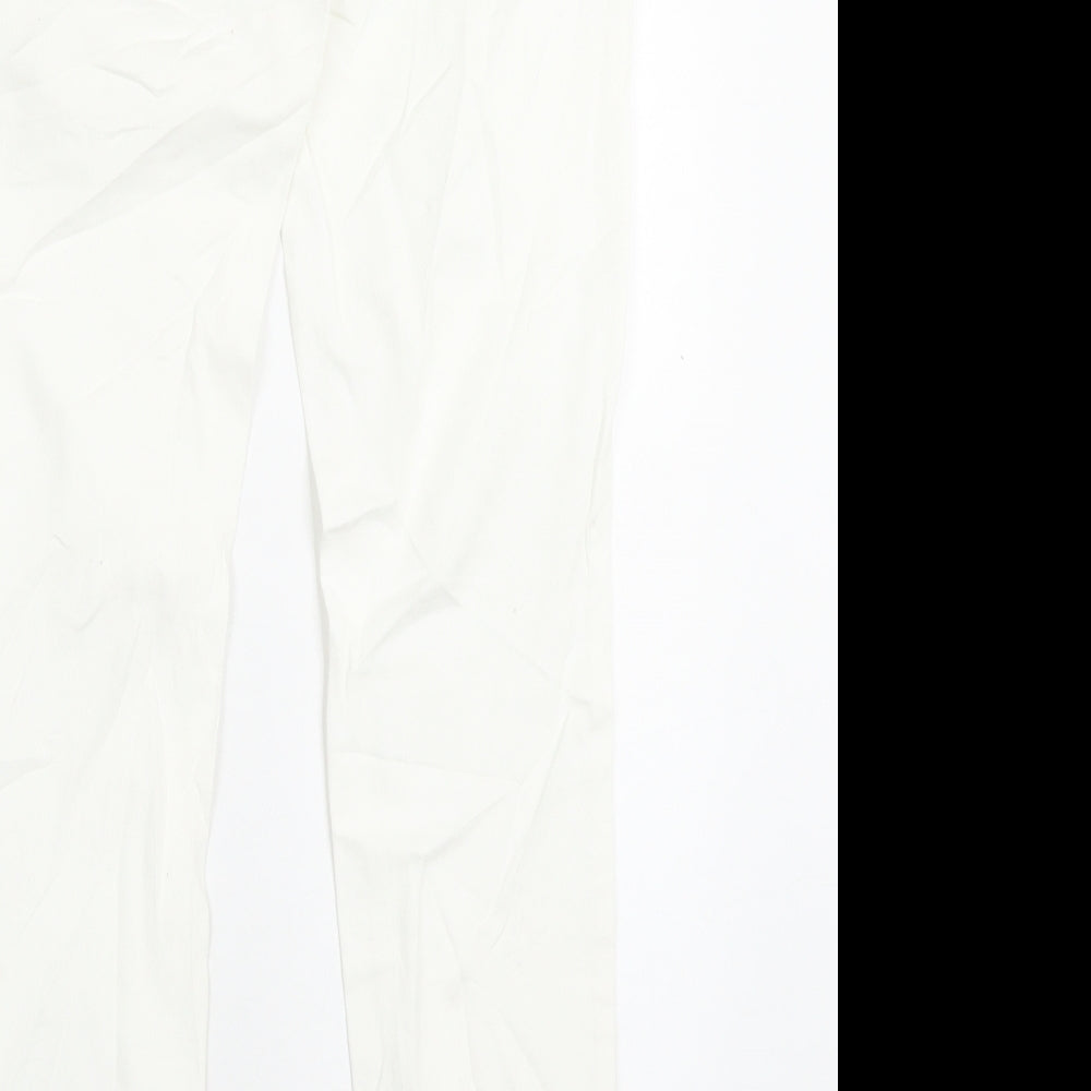 The White Company Womens White Cotton Straight Jeans Size 12 L31 in Regular Button