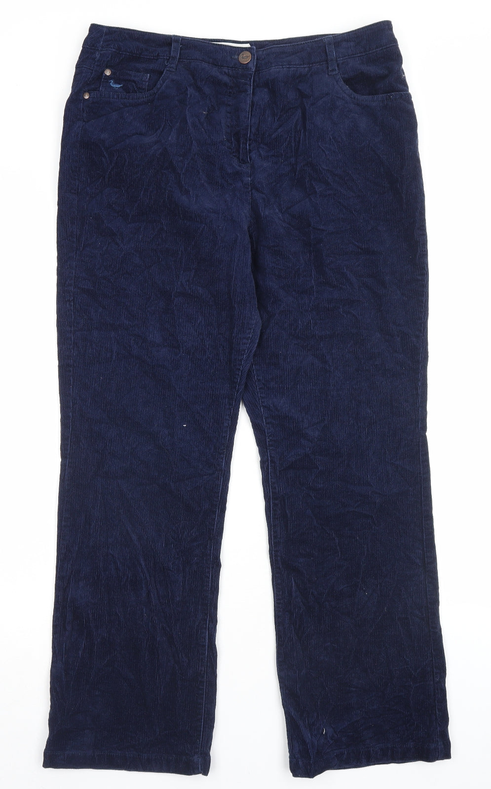 Country Rose Soap Co. Womens Blue Cotton Trousers Size 14 L29 in Regular Button