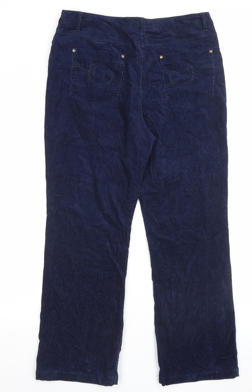 Country Rose Soap Co. Womens Blue Cotton Trousers Size 14 L29 in Regular Button