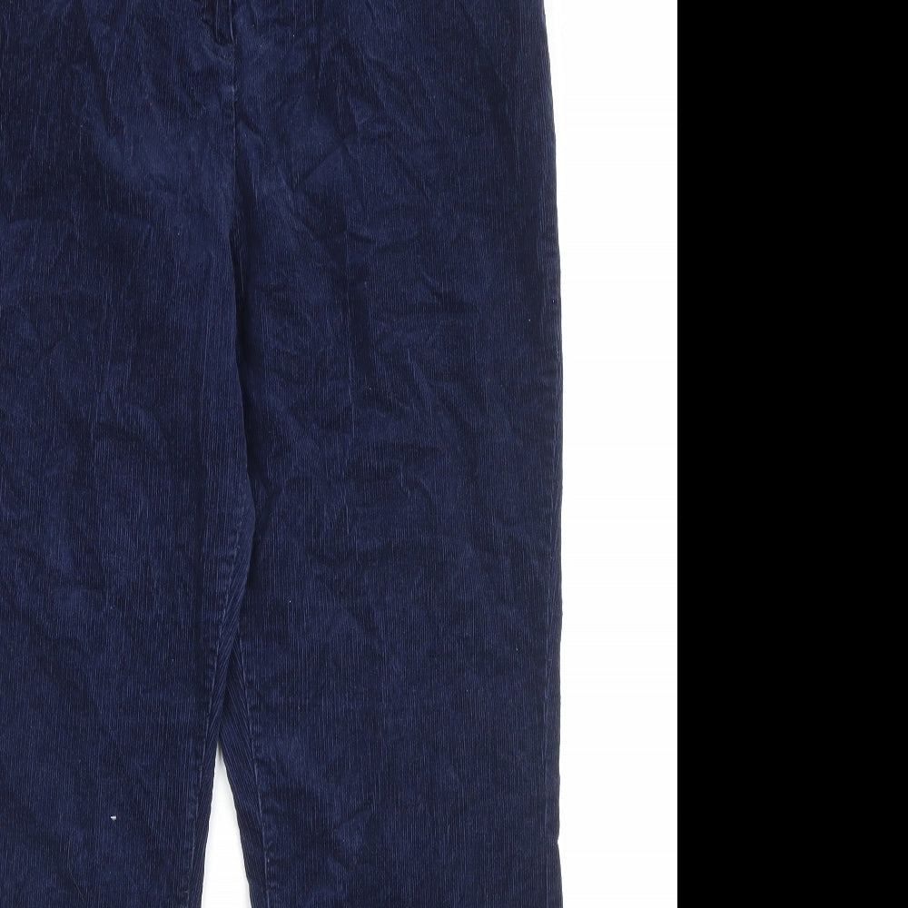 Country Rose Soap Co. Womens Blue Cotton Trousers Size 14 L29 in Regular Button