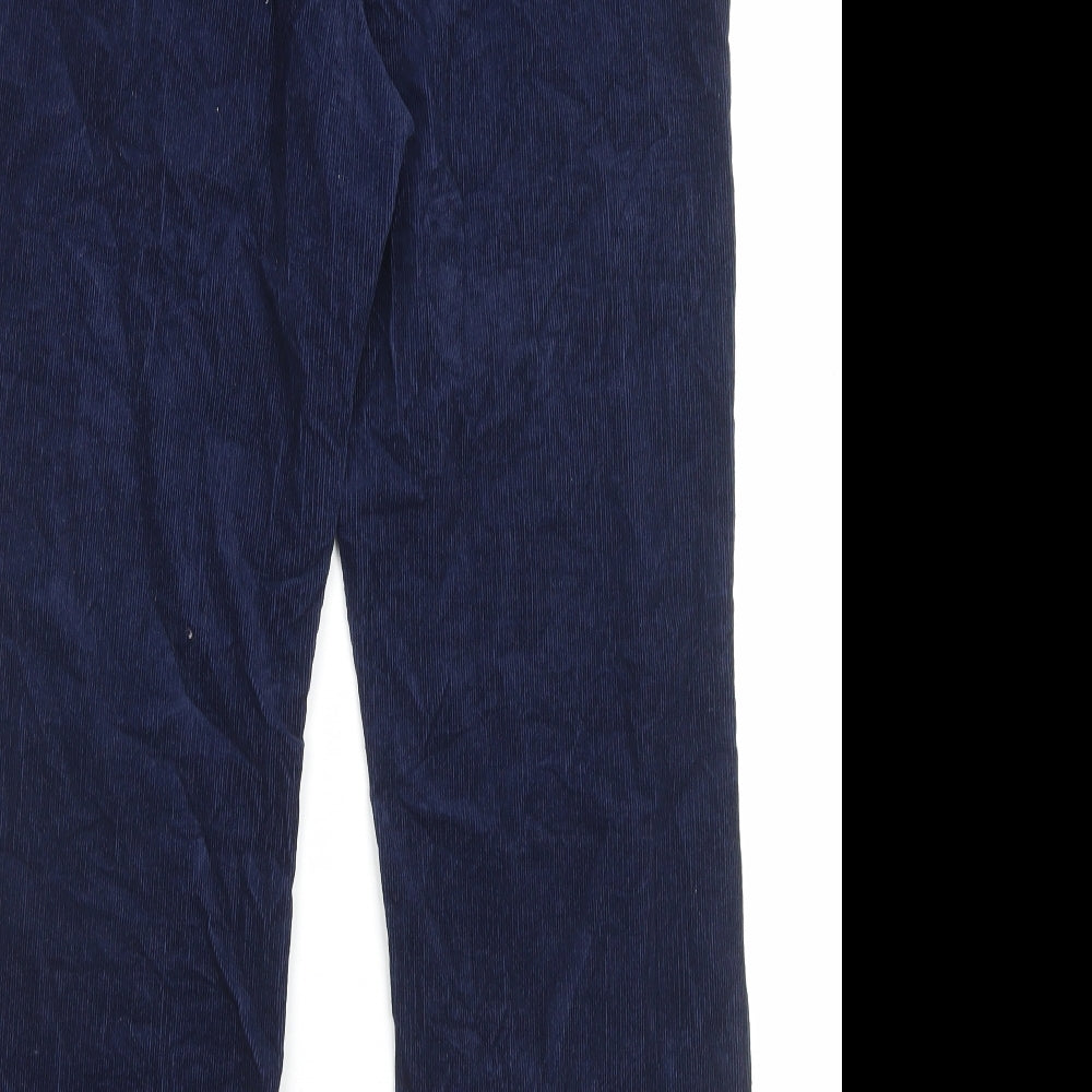 Country Rose Soap Co. Womens Blue Cotton Trousers Size 14 L29 in Regular Button