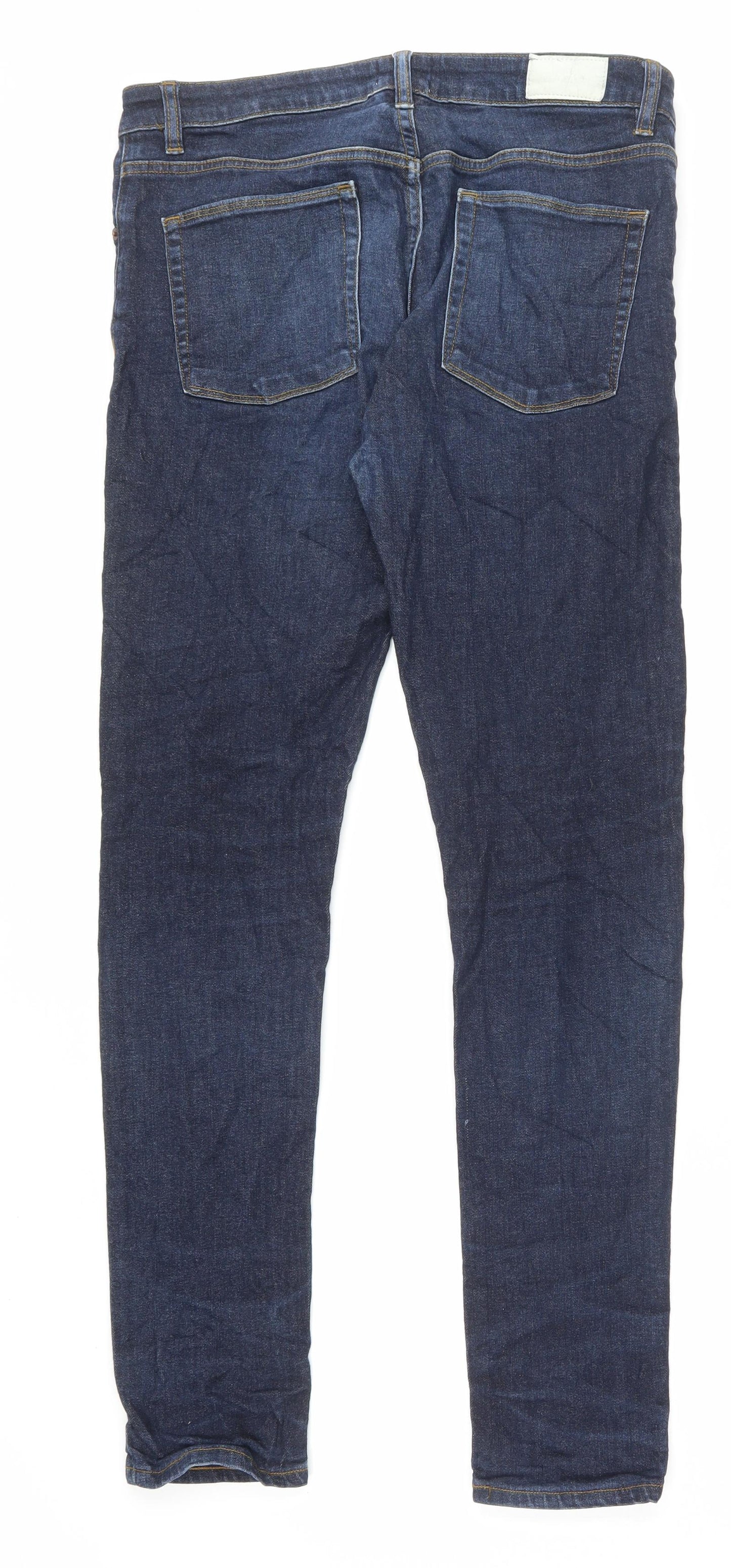 Noak Mens Blue Cotton Skinny Jeans Size 34 in L32 in Regular Button