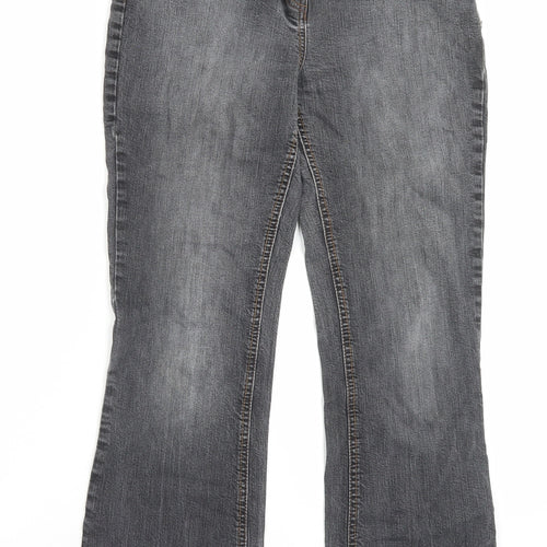 Papaya Womens Grey Cotton Straight Jeans Size 12 L29 in Regular Button