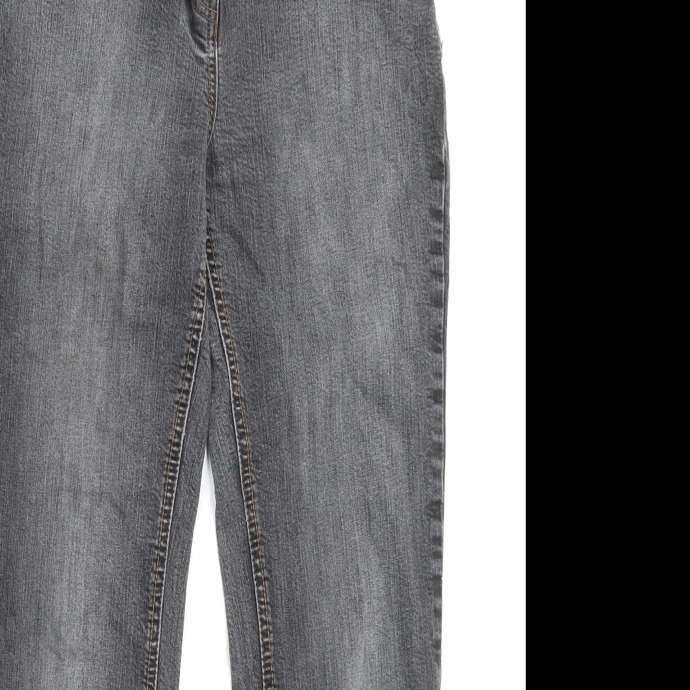 Papaya Womens Grey Cotton Straight Jeans Size 12 L29 in Regular Button