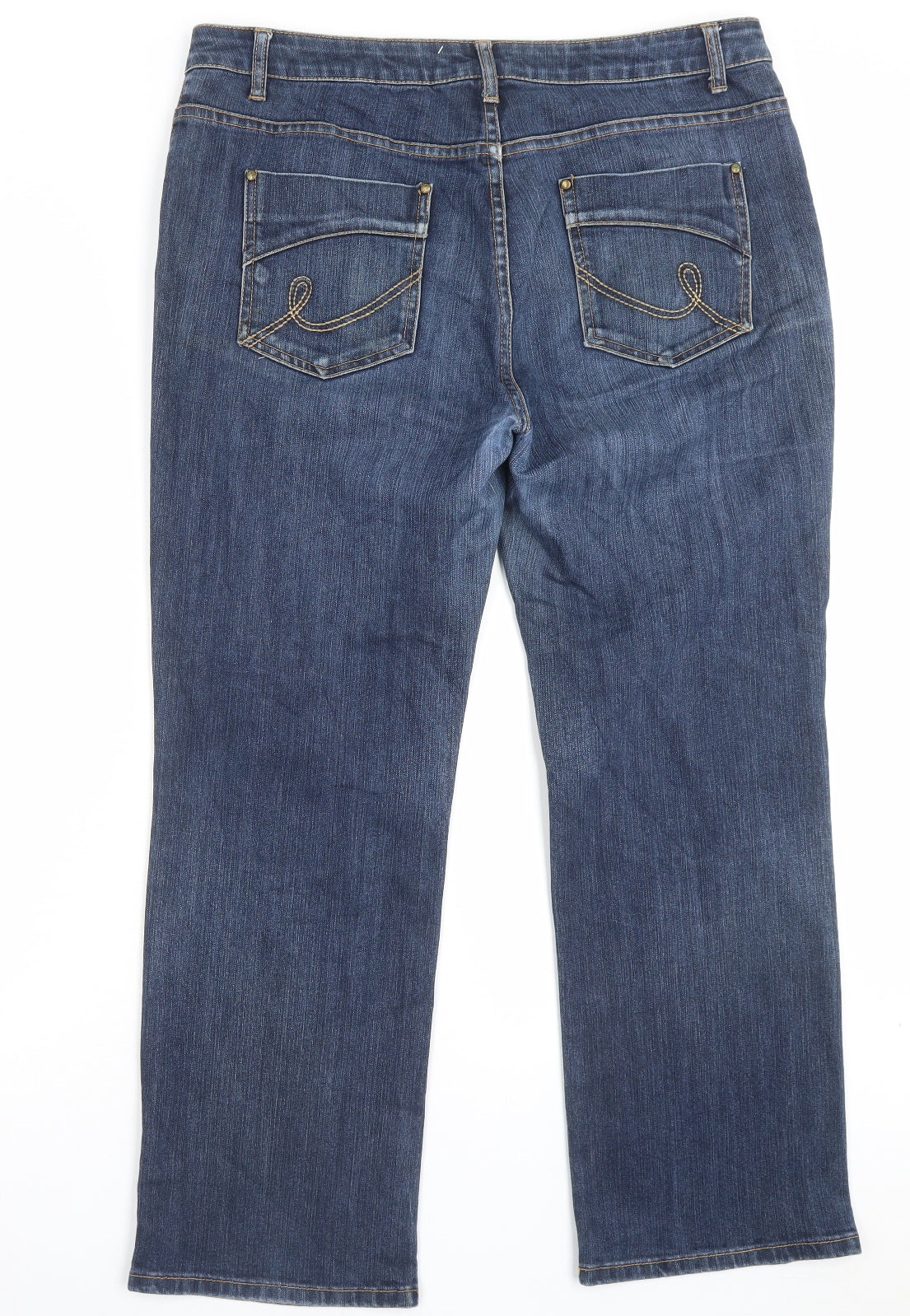 DASH Womens Blue Cotton Straight Jeans Size 16 L28 in Regular Button
