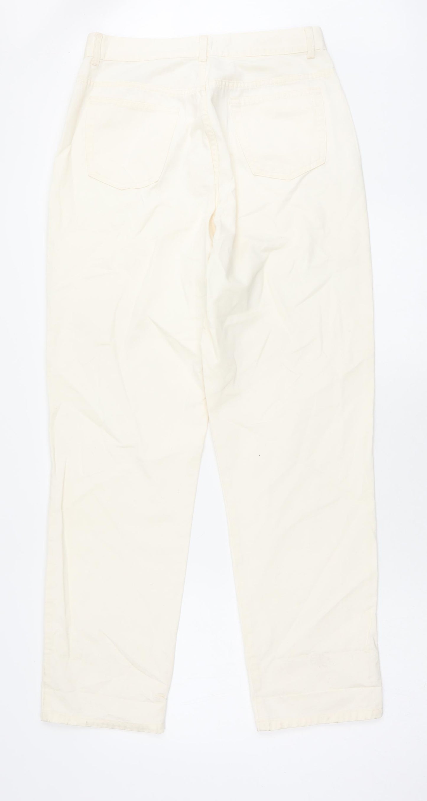 Austin Reed Womens Ivory Cotton Straight Jeans Size 16 L30 in Regular Button