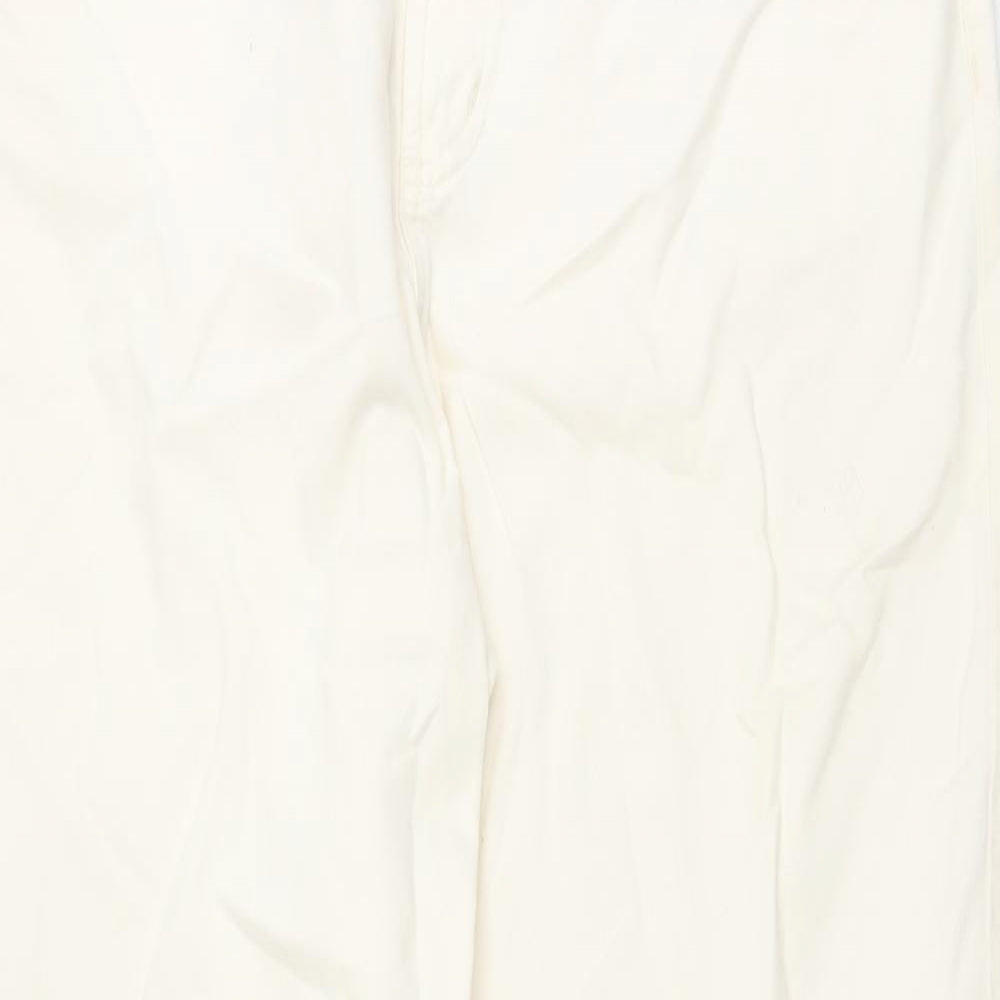 Austin Reed Womens Ivory Cotton Straight Jeans Size 16 L30 in Regular Button