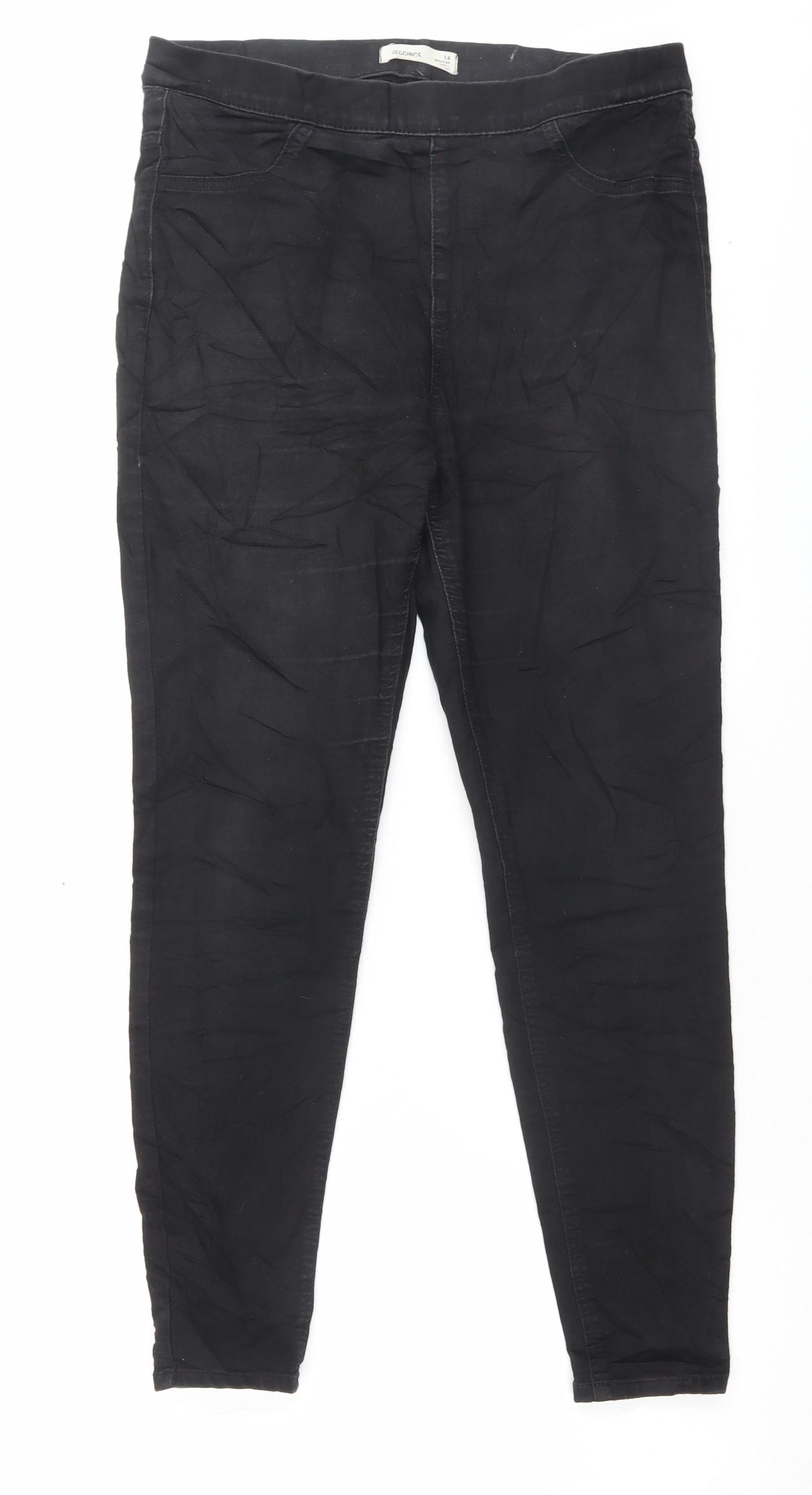 Marks and Spencer Womens Black Cotton Jegging Trousers Size 14 L27 in Regular