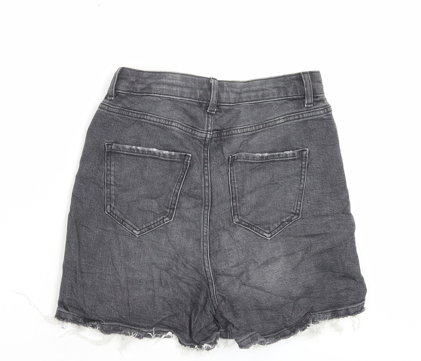 Marks and Spencer Womens Black Cotton Mom Shorts Size 8 L3 in Regular Button