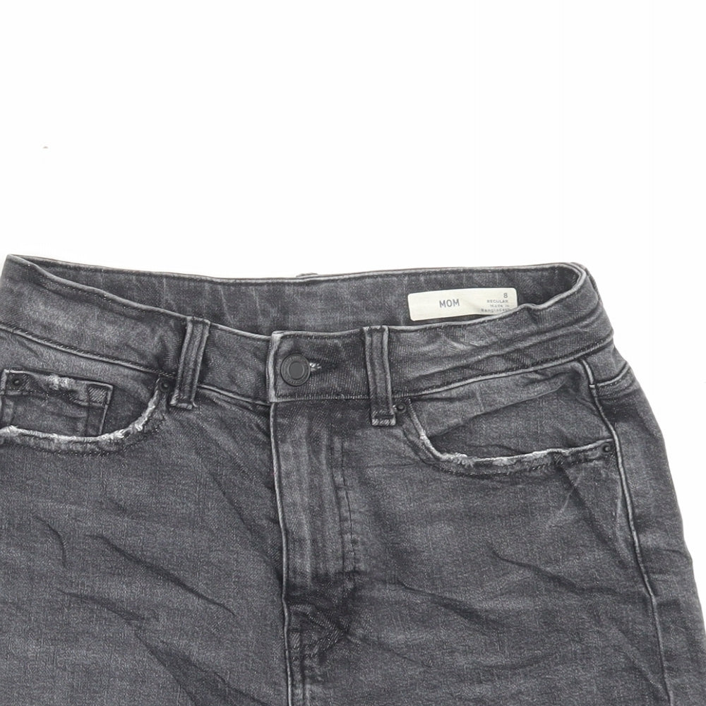 Marks and Spencer Womens Black Cotton Mom Shorts Size 8 L3 in Regular Button