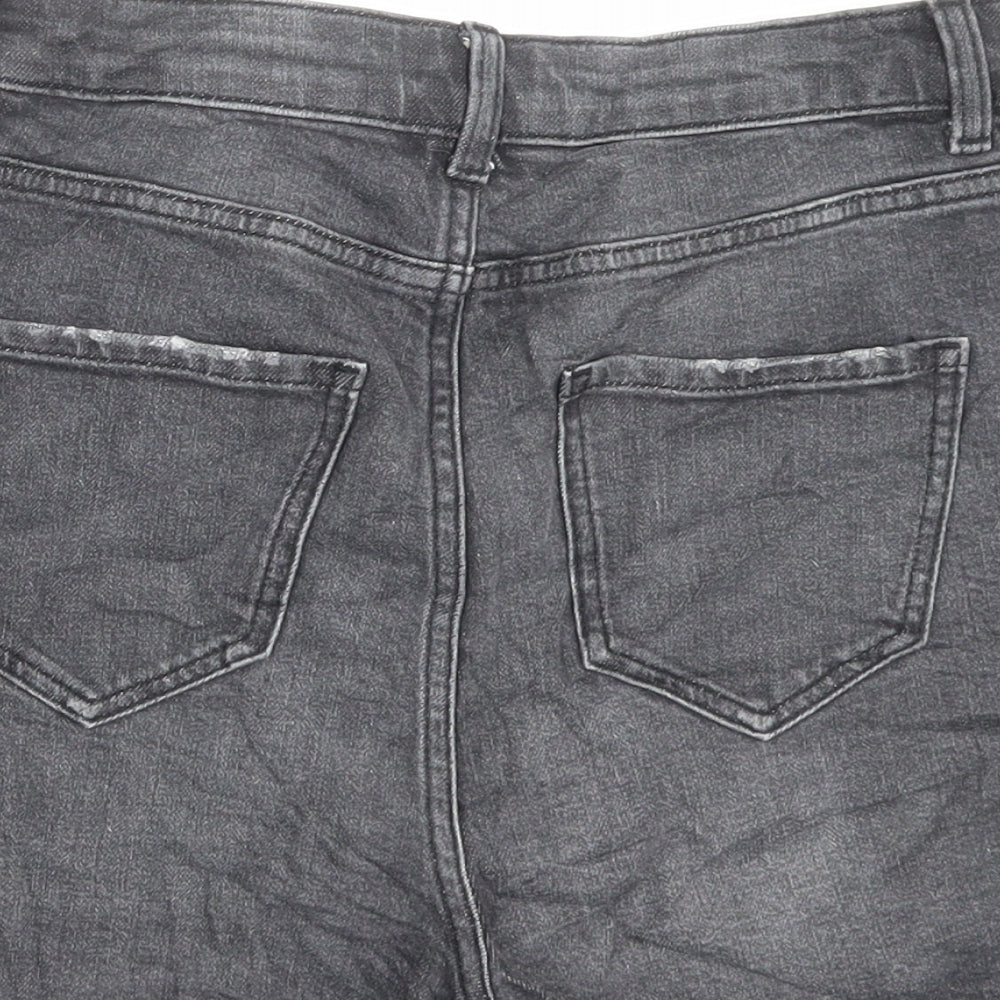 Marks and Spencer Womens Black Cotton Mom Shorts Size 8 L3 in Regular Button